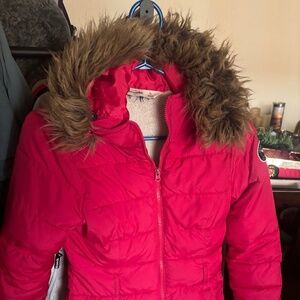 Hot pink WinterJacket with Faux Fur Hood by Abercrombie Kids